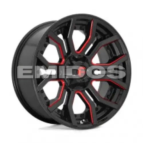 FUEL D712 RAGE GLOSS BLACK RED TINTED CLEAR 6x135/139.7 22R 10 106.1 -18