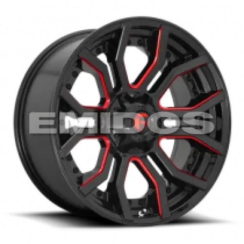 FUEL D712 RAGE GLOSS BLACK RED TINTED CLEAR 8x165.1 24R 12 125.1 -44