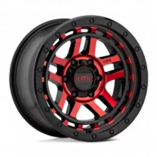 KMC KM540 RECON GLOSS BLACK MACHINED W/ RED TINT 5x127 18R 8.5 78.1 BNK