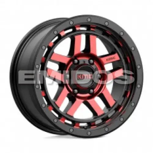 KMC KM540 RECON GLOSS BLACK MACHINED W/ RED TINT 6x139.7 18R 8.5 106.1 18