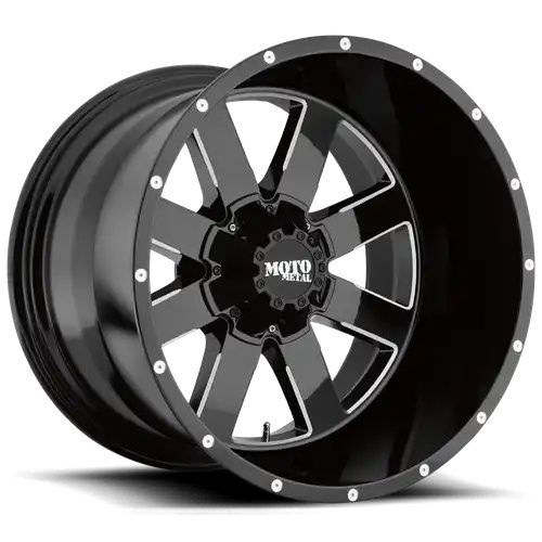Moto Metal MO962 GLOSS BLACK MILLED 8x165.1 20R 10 125.1 -24