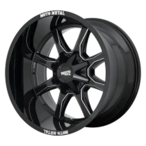 Moto Metal MO970 GLOSS BLACK W/ MILLED SPOKE & MOTO METAL ON LIP 6x120/139.7 20R 9 78.1 BNK