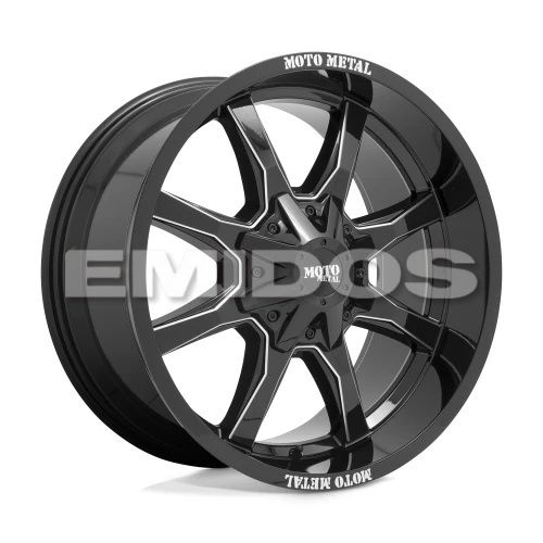 Moto Metal MO970 GLOSS BLACK W/ MILLED SPOKE & MOTO METAL ON LIP 5x139.7/150 18R 9 110.1 18