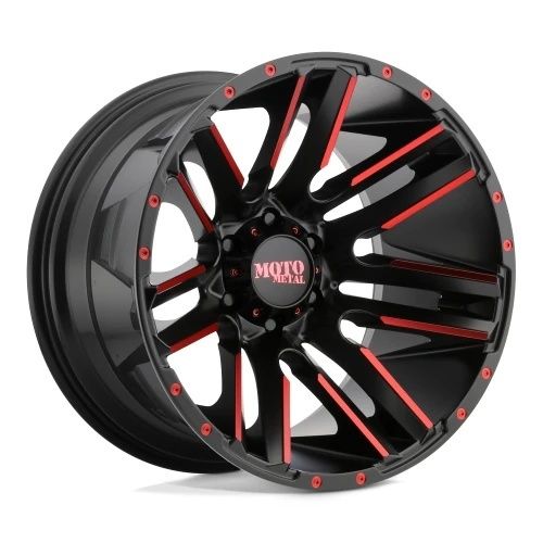 Moto Metal MO978 RAZOR SATIN BLACK MACHINED W/ RED CLEAR COAT 8x170 20R 10 125.1 -24