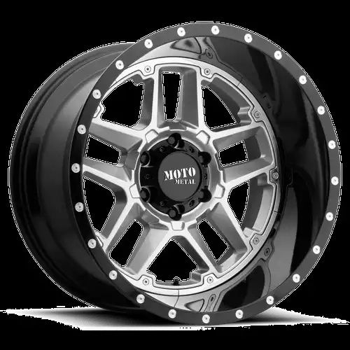 Moto Metal MO987 SENTRY GLOSS SILVER CENTER W/ GLOSS BLACK LIP 5x127 R 12 71.5 -44