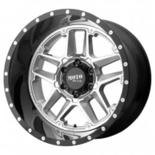 Moto Metal MO987 SENTRY GLOSS SILVER CENTER W/ GLOSS BLACK LIP 6x139.7 20R 12 106.1 -44