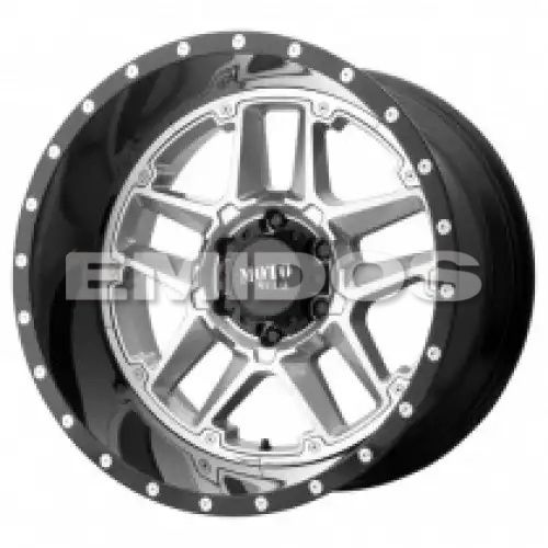 Moto Metal MO987 SENTRY GLOSS SILVER CENTER W/ GLOSS BLACK LIP 6x139.7 20R 12 106.1 -44