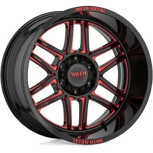 Moto Metal MO992 FOLSOM GLOSS BLACK MILLED W/ RED TINT 5x127 20R 10 71.5 -18