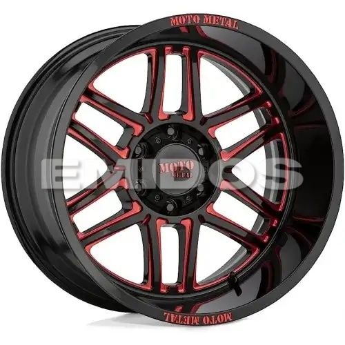 Moto Metal MO992 FOLSOM GLOSS BLACK MILLED W/ RED TINT 8x170 20R 10 125.1 -18
