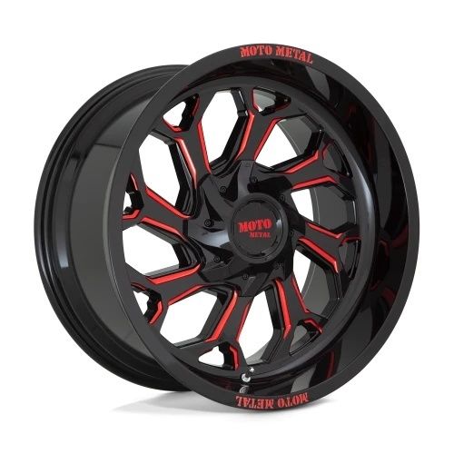 Moto Metal MO999 GLOSS BLACK MILLED W/ RED TINT 6x135/139.7 20R 10 106.1 -18