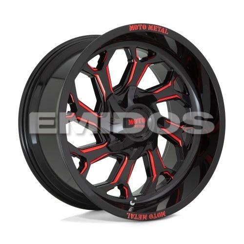 Moto Metal MO999 GLOSS BLACK MILLED W/ RED TINT 8x165.1 20R 10 125.1 -18