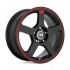 Motegi Racing MR116 FS5 MATTE BLACK W/ RED STRIPE 4x100/114.3 17R 7 72.56 40