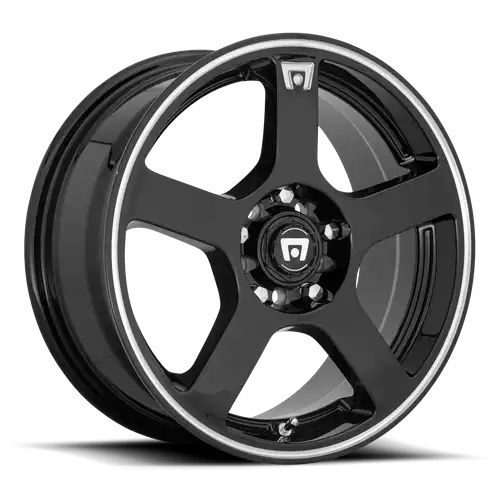 Motegi Racing MR116 FS5 GLOSS BLACK W/ MACHINED FLANGE 5x114.3/120 18R 8 74.1 45
