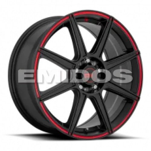 Motegi Racing MR142 CS8 SATIN BLACK W/ RED STRIPE 5x112/114.3 18R 8 72.56 45