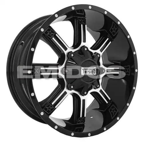 Twisted Off-Road T-21 Radar Gloss Black & Machined 5x114.3/127 20R 10 87.1 -24