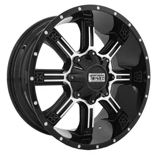 Twisted Off-Road T-21 Radar Gloss Black & Machined 8x165.1 22R 12 130.1 -44