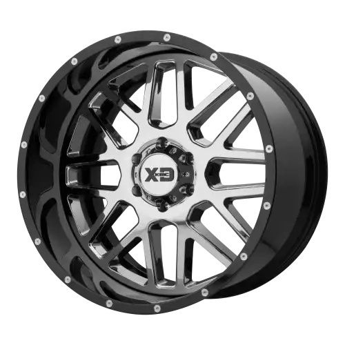 XD Series XD201 GRENADE CHROME CENTER W/ GLOSS BLACK MILLED LIP 8x165.1 20R 10 125.1 -18