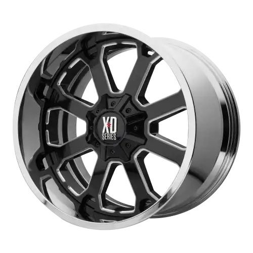 XD Series XD202 BUCK 25 GLOSS BLACK MILLED CENTER W/ CHROME LIP 8x180 20R 12 124.2 -44