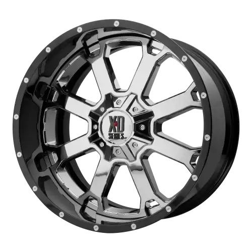 XD Series XD202 BUCK 25 CHROME CENTER W/ GLOSS BLACK MILLED LIP 6x135/139.7 22R 12 106.1 -44