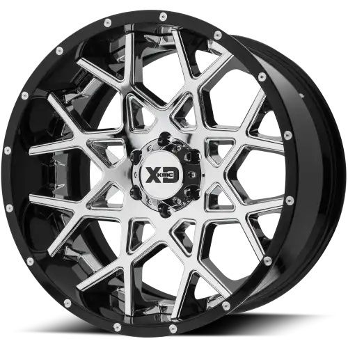 XD Series XD203 CHOPSTIX CHROME CENTER W/ GLOSS BLACK MILLED LIP 8x165.1 22R 10 125.1 -18