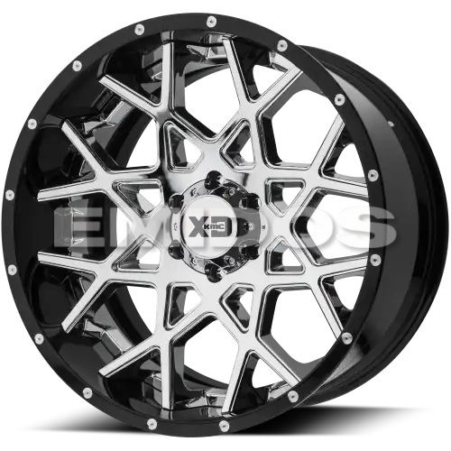 XD Series XD203 CHOPSTIX CHROME CENTER W/ GLOSS BLACK MILLED LIP 8x165.1 22R 10 125.1 -18