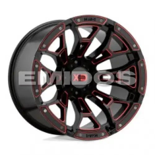 XD Series XD841 BONEYARD GLOSS BLACK MILLED W/ RED TINT 8x170 20R 10 125.1 -18