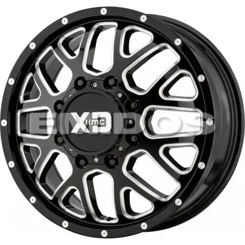 XD Series XD843 GRENADE DUALLY GLOSS BLACK MILLED - FRONT 8x165.1 20R 8.25 125.1 127