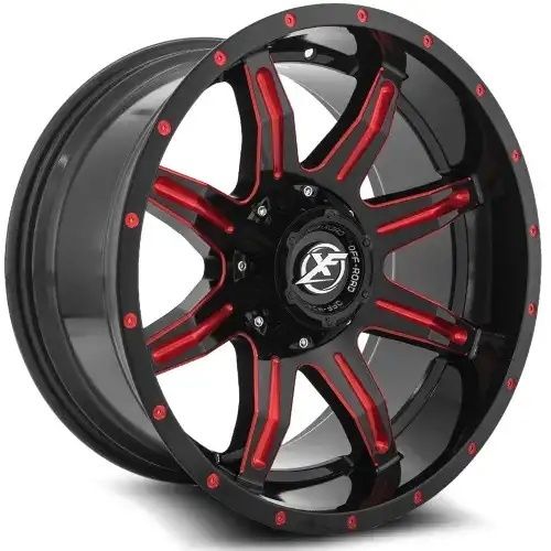 XF Off-Road XF-215 Gloss Black & Red Milled 5x139.7/150 20R 9 110.3 BNK