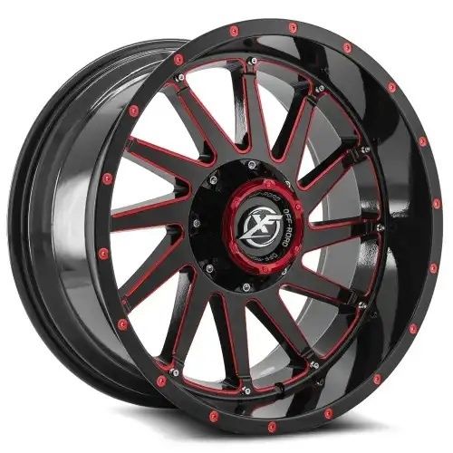 XF Off-Road XF-216 Gloss Black & Red Milled 6x135 20R 9 106.4 BNK