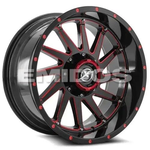 XF Off-Road XF-216 Gloss Black & Red Milled 6x135 20R 9 106.4 BNK
