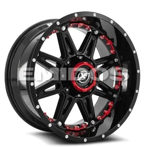XF Off-Road XF-217 Gloss Black + Red Inserts 5x127/139.7 20R 9 78.1 BNK