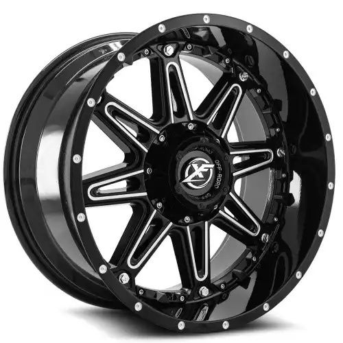 XF Off-Road XF-217 Gloss Black & Milled + Black Inserts 5x127/139.7 22R 12 78.1 -44