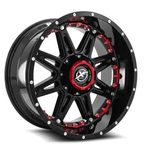 XF Off-Road XF-217 Gloss Black + Red Inserts 5x139.7/150 22R 12 110.3 -44