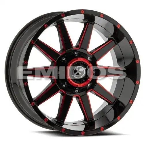 XF Off-Road XF-219 Gloss Black & Red Milled 6x135/139.7 18R 9 106.4 BNK