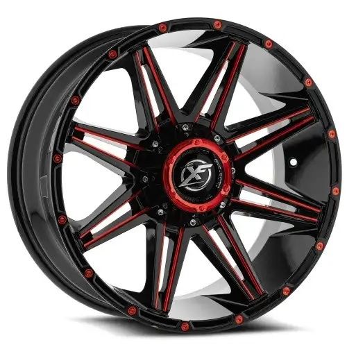 XF Off-Road XF-220 Gloss Black & Red Milled 8x165.1/170 20R 10 125.2 -24