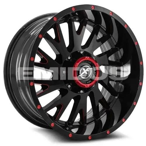 XF Off-Road XF-221 Gloss Black & Red Milled 5x139.7/150 20R 12 110.3 -44