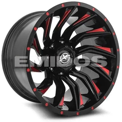 XF Off-Road XF-224 Gloss Black & Red Milled 5x127/139.7 20R 9 78.1 12