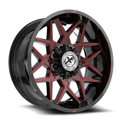 XF Off-Road XF-238 Gloss Black & Red Milled 8x165.1/180 20R 10 125.2 -12
