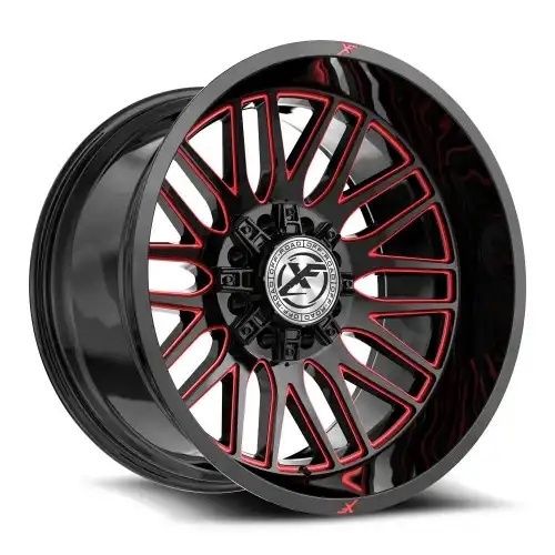 XF Off-Road XF-240 Gloss Black & Red Milled 8x165.1/180 24R 12 125.2 -44