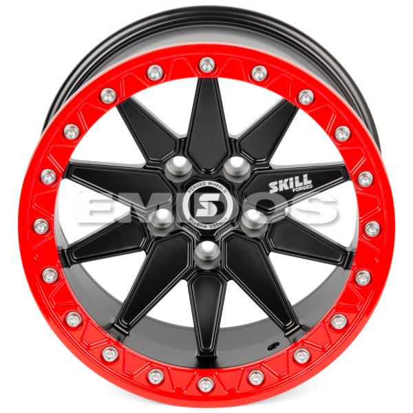 КОВАНЫЕ ДИСКИ 230517J SKILL SB111-SV275 17 J9 ET-12 5X127 71.6 ЧЁРНЫЙ МАТОВЫЙ + КРАСНЫЙ ОБОД