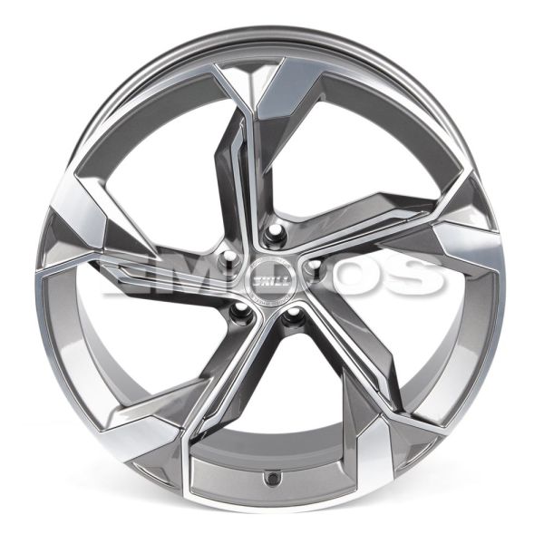 КОВАНЫЕ ДИСКИ 230626V SKILL SL089-SK199 21 J9.5 ET31 5X112 66.5 ГРАФИТ ГЛЯНЦЕВЫЙ + ПОЛИРОВАННЫЕ СПИЦ