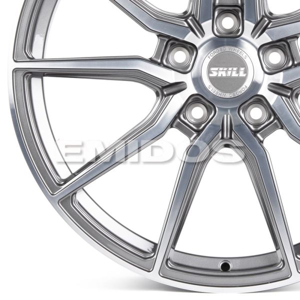 КОВАНЫЕ ДИСКИ 231028E SKILL SL292-SL075 20 J8.5 ET50 5X127 71.5 ГРАФИТ ГЛЯНЦЕВЫЙ + ПОЛИРОВАННЫЕ СПИЦ