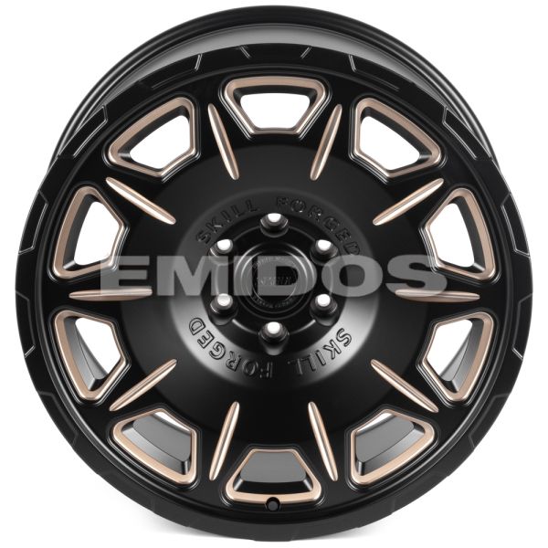 КОВАНЫЕ ДИСКИ H241211E SKILL SV164-CS444 22 J10 ET10 6X139.7 77.8 ЧЁРНЫЙ МАТОВЫЙ + ПОЛИРОВКА + БРОНЗ