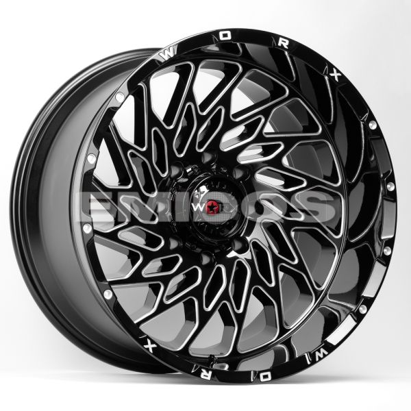 ЛИТЫЕ ДИСКИ 80102 WORX DS241-820BM-2228944 22 J12 ET-44 8X180 124.3 ЧЁРНЫЙ + ПОЛИРОВАННЫЙ СПИЦЫ