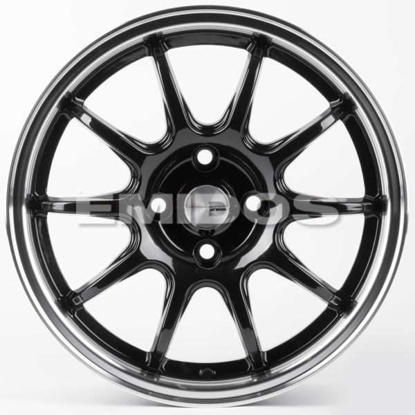 ЛИТЫЕ ДИСКИ 81429 WORK 12243-FG412 15 J6.5 ET35 4X100 73.1 ЧЁРНЫЙ ГЛЯНЦЕВЫЙ + ПОЛИРОВАННЫЙ ОБОД