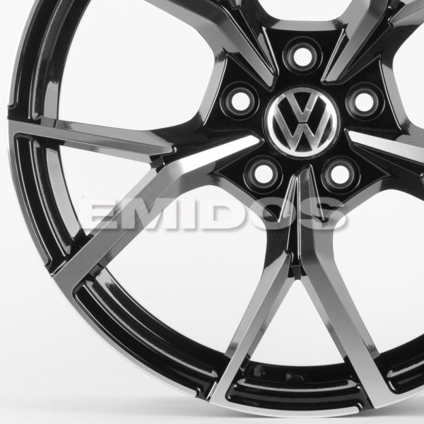 ЛИТЫЕ ДИСКИ 81732 VOLKSWAGEN FC3112-SM169 18 J8 ET35 5X112 57.1 ЧЁРНЫЙ + ПОЛИРОВАННЫЕ СПИЦЫ