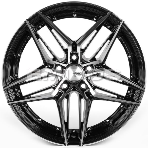 ЛИТЫЕ ДИСКИ 81949 ADVAN IVF-007-CT492 18 J8 ET35 5X112 66.45 ЧЁРНЫЙ ГЛЯНЦЕВЫЙ + ПОЛИРОВАННЫЕ СПИЦЫ