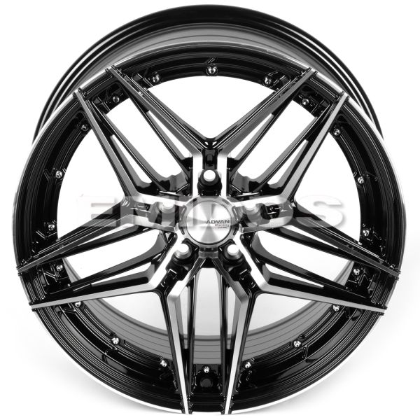 ЛИТЫЕ ДИСКИ 81949 ADVAN IVF-007-CT492 18 J8 ET35 5X112 66.45 ЧЁРНЫЙ ГЛЯНЦЕВЫЙ + ПОЛИРОВАННЫЕ СПИЦЫ