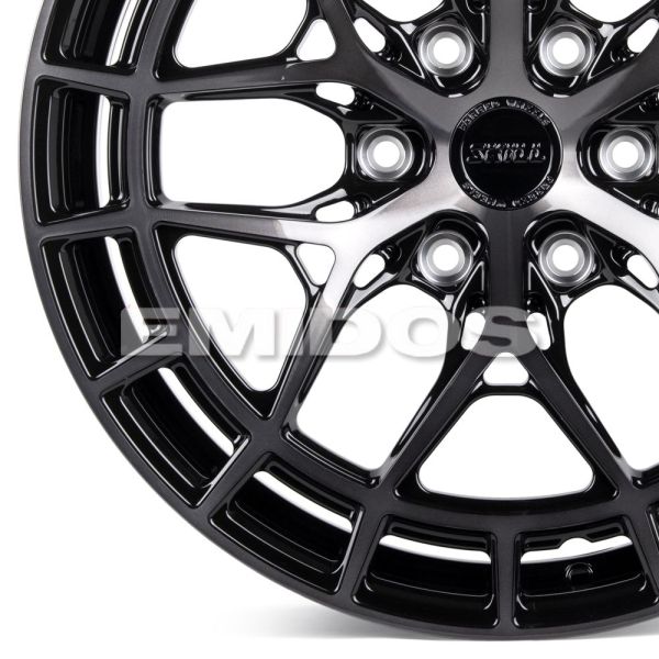 Комплект дисков 34880/20/77.8/Чёрный Глянцевый + Полированные Спицы + Темный Лак