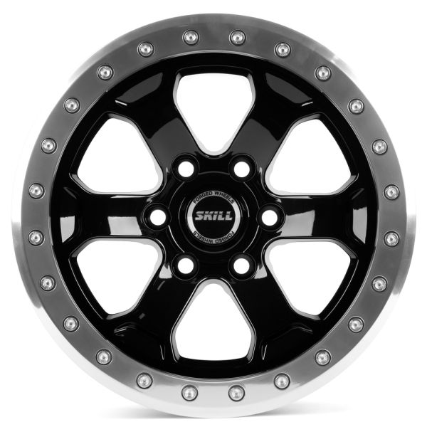 КОВАНЫЕ ДИСКИ 221109S SKILL SB077-SV276 17 J9.5 ET-44 6X139.7 106.1 ЧЁРНЫЙ + ПОЛИРОВАННЫЙ ОБОД